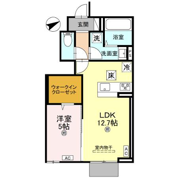 ANPOOL A棟(1LDK/1階)の間取り写真