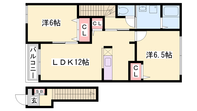 クラール雅(2LDK/2階)の間取り写真