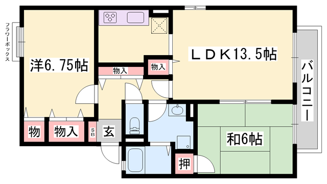パームコート(2LDK/2階)の間取り写真