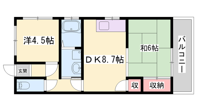 メゾン前田(2DK/6階)の間取り写真