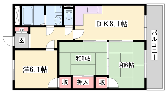 ハイツメロディ(3DK/3階)の間取り写真