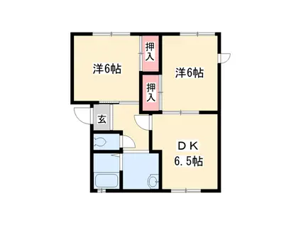 クワトロ今宿(2DK/1階)の間取り写真