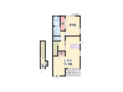 ビアン カンパーニュ2A(1LDK/2階)の間取り写真