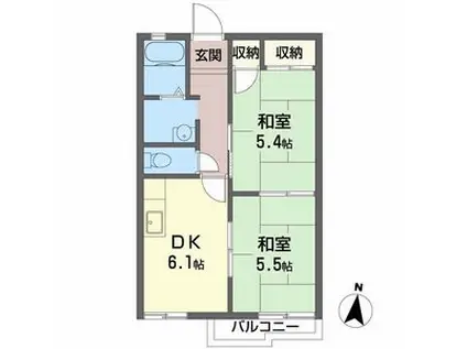 タウニィ旭(2DK/2階)の間取り写真