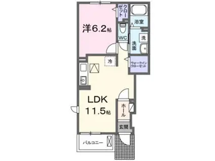 プロスぺリテⅣ A棟(1LDK/1階)の間取り写真