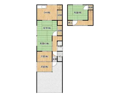 播但線 溝口駅 徒歩10分 2階建 築56年(5DK)の間取り写真