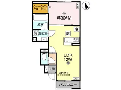 シャトレⅡ(1LDK/1階)の間取り写真