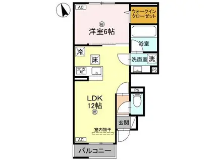 シャトレⅡ(1LDK/1階)の間取り写真