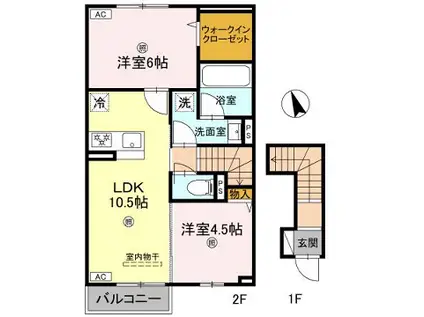 シャトレⅡ(2LDK/2階)の間取り写真