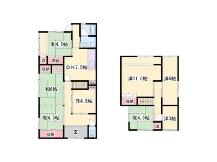 赤穂線 相生駅(兵庫) 徒歩26分 2階建 築53年(7SDK)の間取り写真
