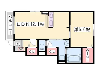 メイベリーナⅡ(1LDK/1階)の間取り写真