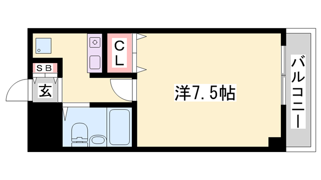 ベルトピア姫路1(1K/6階)の間取り写真