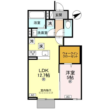 ANPOOL B棟(1LDK/1階)の間取り写真