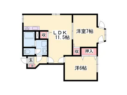 ピュールロジュマン(2LDK/1階)の間取り写真