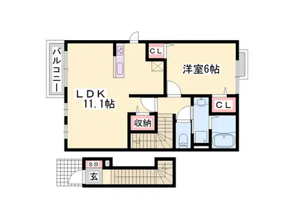 エイトヴィレッジ(1LDK/2階)の間取り写真