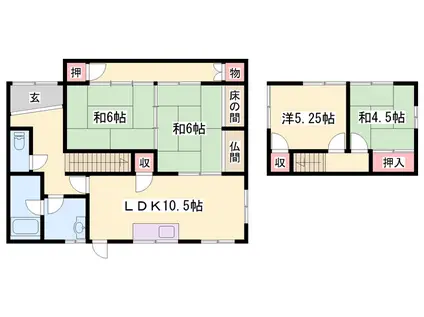 赤穂線 相生駅(兵庫) 徒歩9分 2階建 築38年(4LDK)の間取り写真