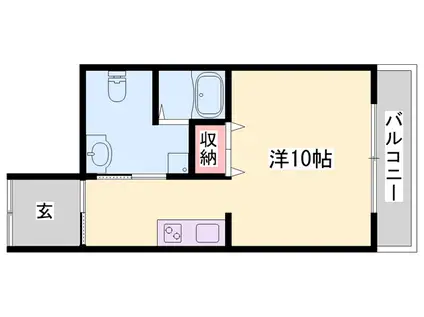 神戸電鉄粟生線 広野ゴルフ場前駅 徒歩12分 2階建 築19年(1K/1階)の間取り写真