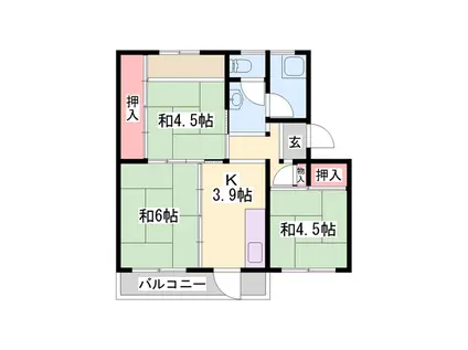 ビレッジハウス志染(3K/2階)の間取り写真