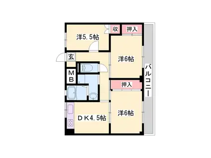 ビレッジハウス尾上(3DK/3階)の間取り写真