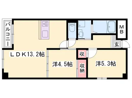 セントポーリアⅡ(2LDK/3階)の間取り写真