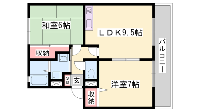 ソレジオ新町 A棟(2LDK/2階)の間取り写真