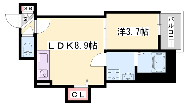 HABITASION京口(1LDK/1階)の間取り写真