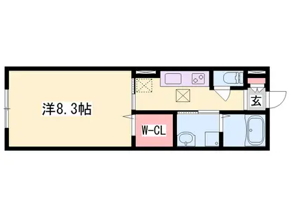 クロユリ(1K/1階)の間取り写真