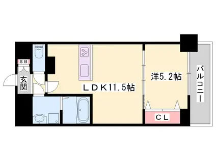 MISTRAL姫路駅前Ⅴ忍町(1LDK/6階)の間取り写真