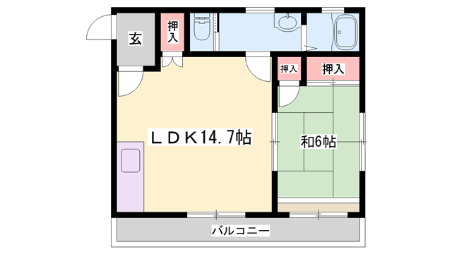 メトレス神崎(1LDK/2階)の間取り写真