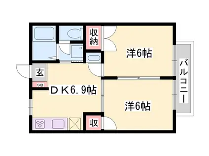 サンコートB(2DK/2階)の間取り写真