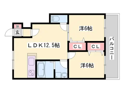 プレミアムハイツ土山(2LDK/1階)の間取り写真