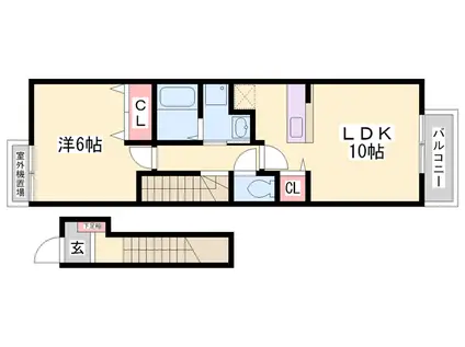 アライブカーサⅠ(1LDK/2階)の間取り写真