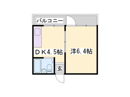 ヒルハイツA棟(1DK/1階)の間取り写真
