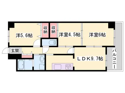 ライオンズマンション姫路西今宿(3LDK/1階)の間取り写真