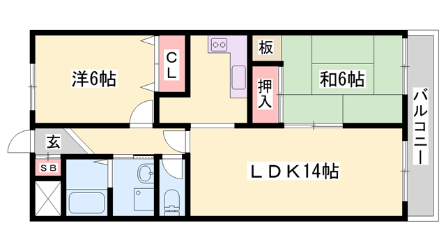 メゾン・ドゥ・M(2LDK/2階)の間取り写真