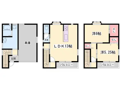 加古川線 日岡駅 徒歩14分 3階建 築4年(2LDK)の間取り写真