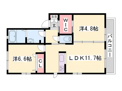 リブソレイユS(2LDK/1階)の間取り写真