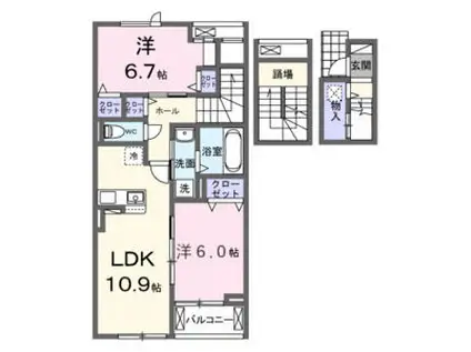 フォルトゥーナ 播磨(2LDK/3階)の間取り写真