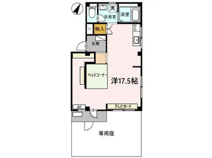 ローレルハイツⅠ(ワンルーム/1階)の間取り写真