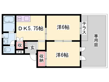 ローレルハイツⅠ(2DK/1階)の間取り写真