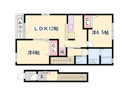 リヨン・たつのA棟(2LDK/2階)の間取り写真