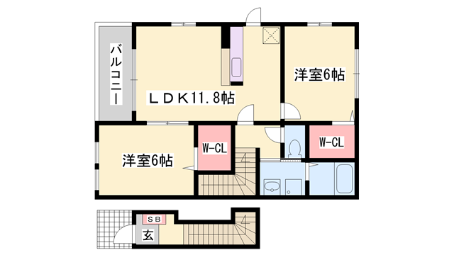 ローズミードS Ⅰ(2LDK/2階)の間取り写真
