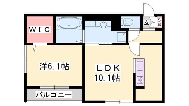 フェリスコンチェルト(1LDK/1階)の間取り写真