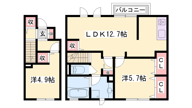 ハートランド(2LDK/2階)の間取り写真