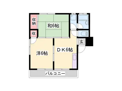 岩崎マンション(2DK/1階)の間取り写真