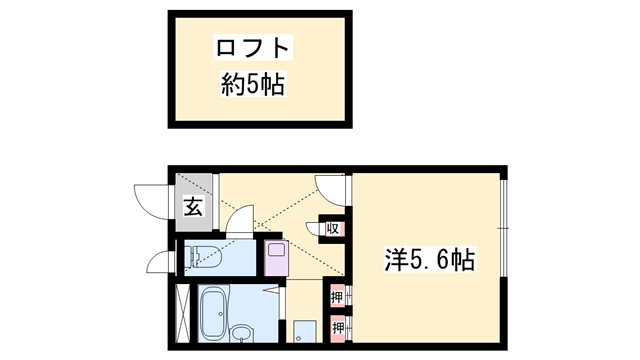 アベニュー高町(1K/2階)の間取り写真