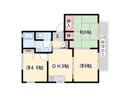 パークアヴェニューB棟(3DK/2階)の間取り写真