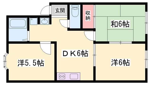 コーポラス垣口(3DK/2階)の間取り写真