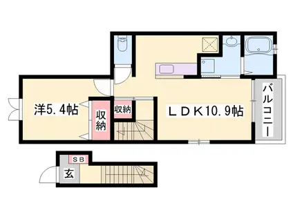 サンフラワー(1LDK/2階)の間取り写真