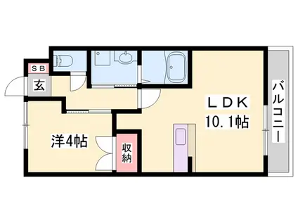 エルシオン(1LDK/2階)の間取り写真